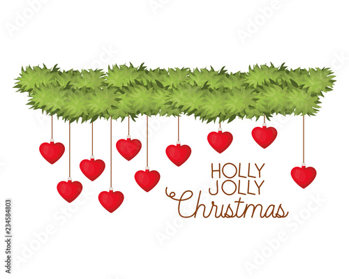 holly jolly merry christmas time and garland with christmas balls