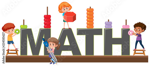 Students character on math logo