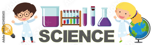 Students character with science element