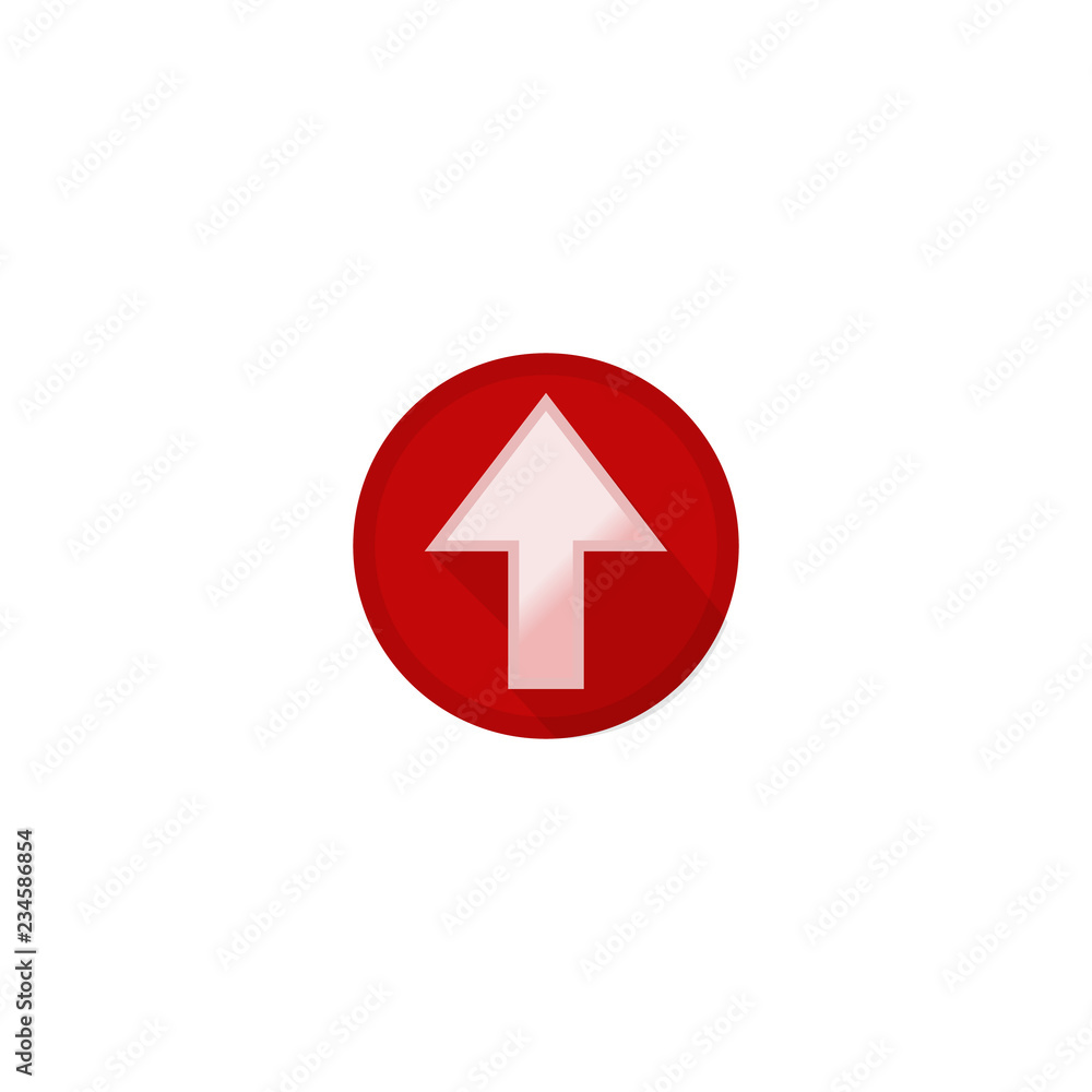 White up arrow button icon on red background White up arrow button icon on red background