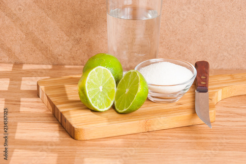 fresh lemon on the vintage wooden table