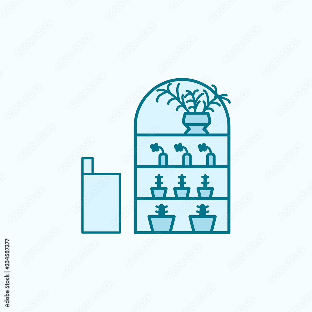 counter with plants 2 colored line icon. Simple colored element illustration. counter with plants outline symbol design from shopping mall set counter with plants 2 colored line icon. Simple colored element illustration. counter with plants outline symbol design from shopping mall set