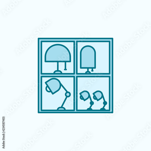 showcase with nightlights 2 colored line icon. Simple colored element illustration. showcase with nightlights outline symbol design from shopping mall set