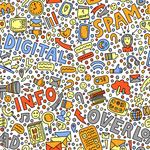 Informational overload seamless pattern