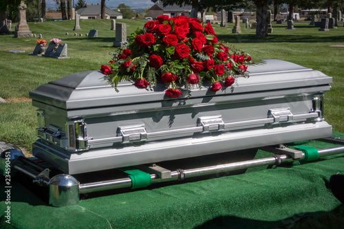 Tablou pe pânză Casket at Cemetery