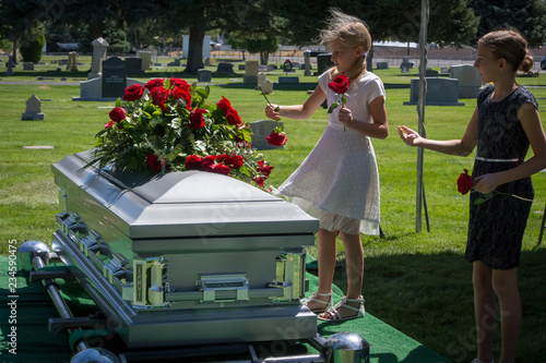 Canvas Print Casket at Cemetery