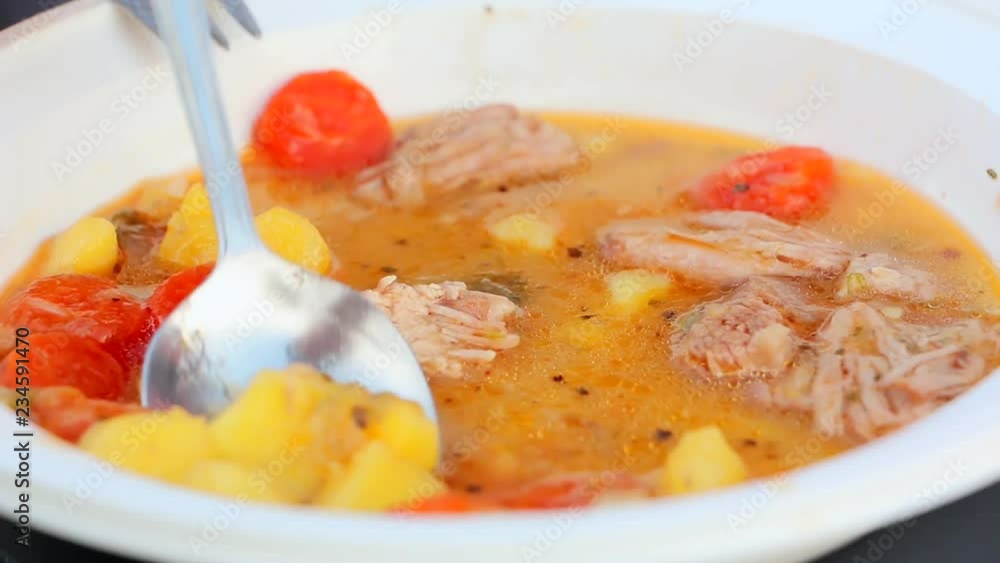 Crock pot beef stew. Eat a beef and potato soup. Homemade stew with meat and vegetables Crock pot beef stew. Eat a beef and potato soup. Homemade stew with meat and vegetables