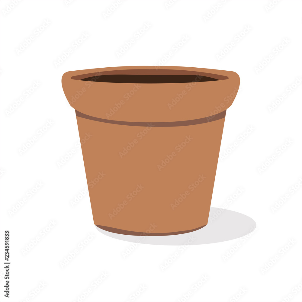 Flowerpot flat design vector icon on white background Flowerpot flat design vector icon on white background