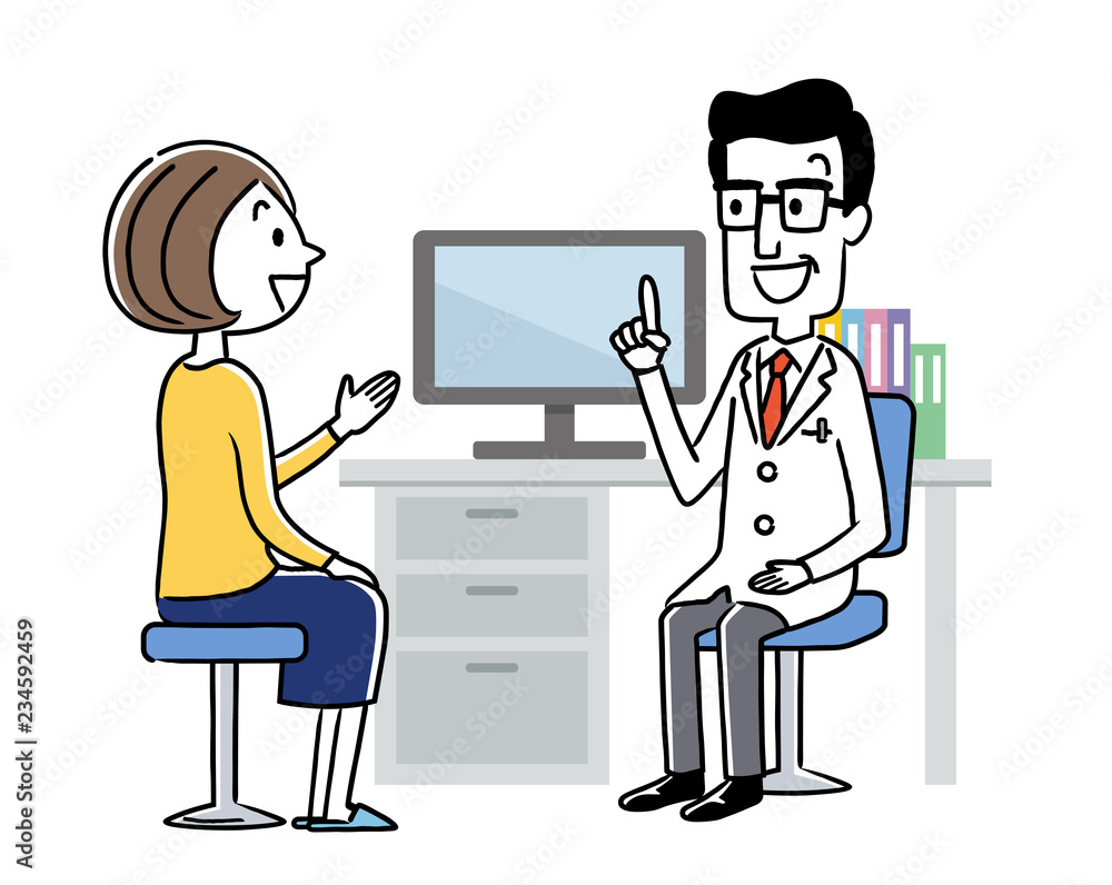 診察:男性医師と若い女性
診察:男性医師と若い女性