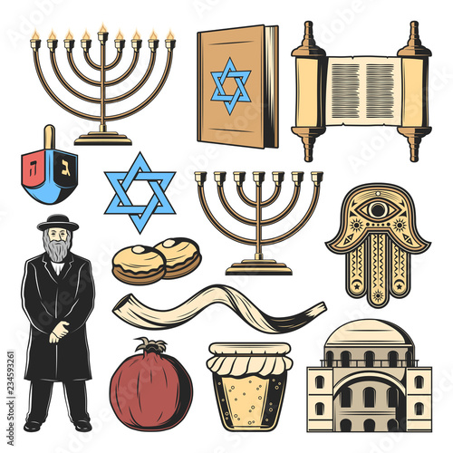 Jewish religion symbols, Israel culture tradition