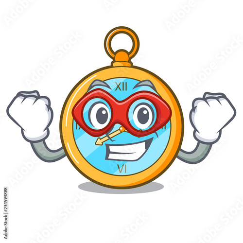 Super hero classic watch isolated on a mascot