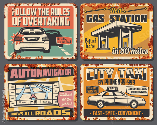 Car service, garage station, taxi and gas station