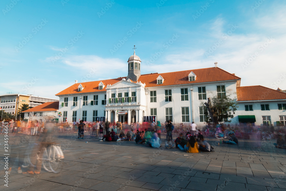 Long exposure view of Museum Fatahillah during the day. Kota Tua, Jakarta, Indonesia. Long exposure view of Museum Fatahillah during the day. Kota Tua, Jakarta, Indonesia.