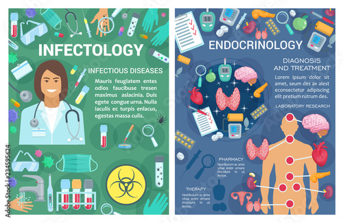 Endocrinology, infectology medicine doctor. Vector