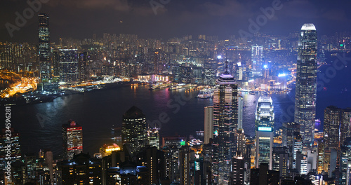Hong kong landscape at night © leungchopan