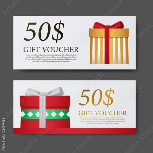 gift voucher label coupon template for marketing promotion with gift box