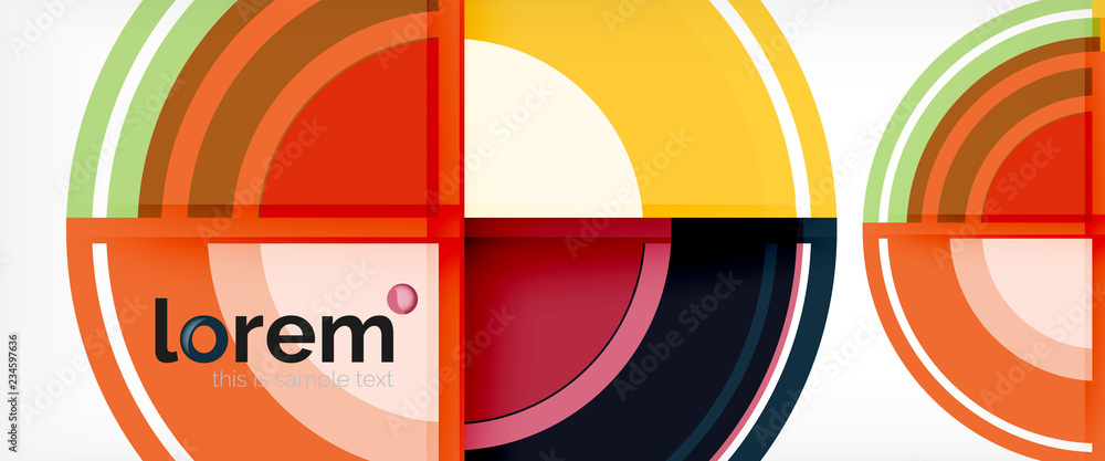 Modern geometric circles abstract background, colorful round shapes with shadow effects Modern geometric circles abstract background, colorful round shapes with shadow effects