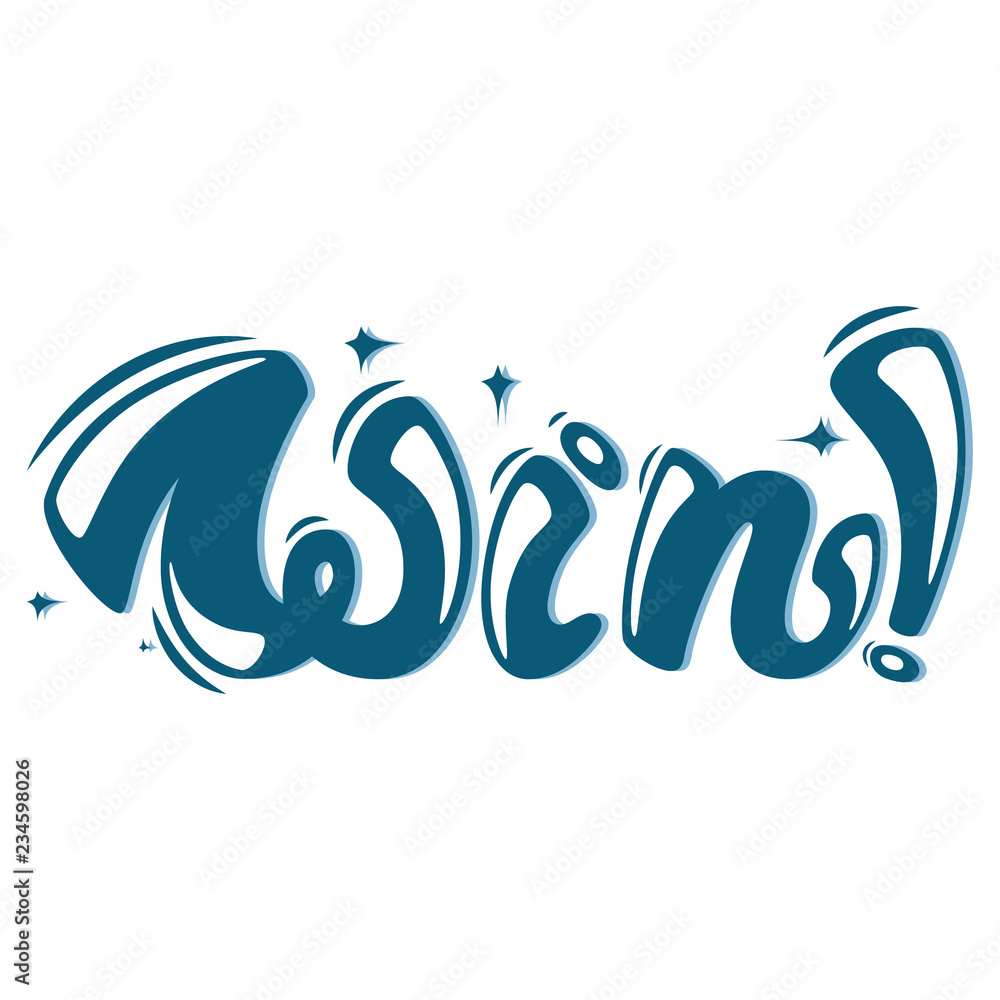 Obraz premium Win . Lettering design. Handwritten typography. Vector