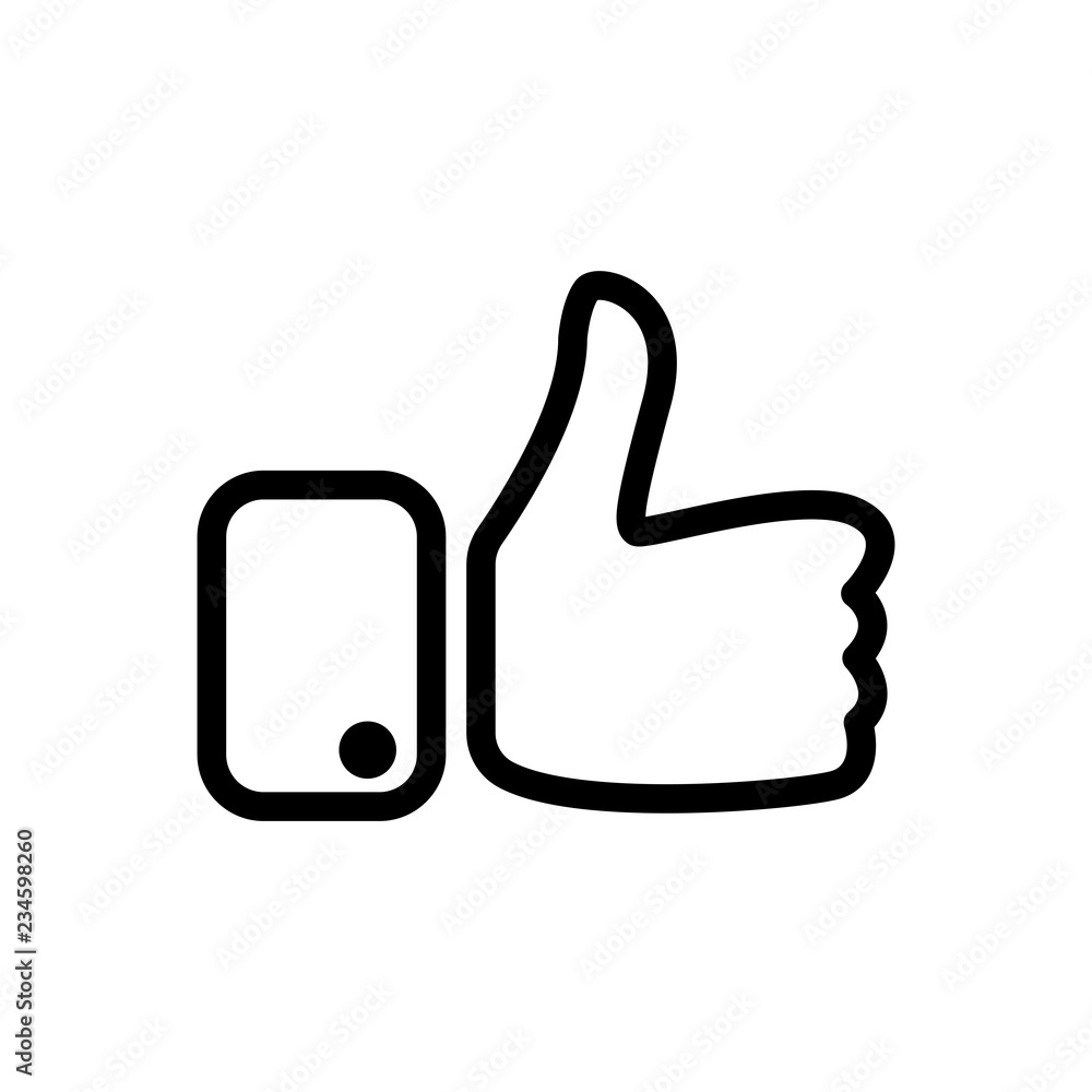 thumbs up outline icon vector thumbs up outline icon vector