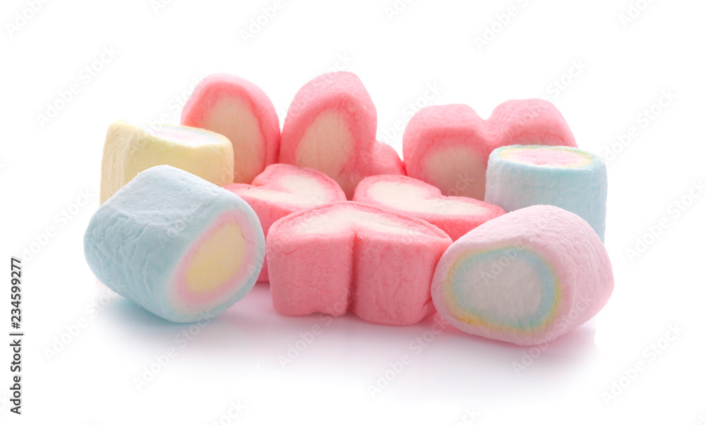 colorful marshmallows candy isolated on white background colorful marshmallows candy isolated on white background