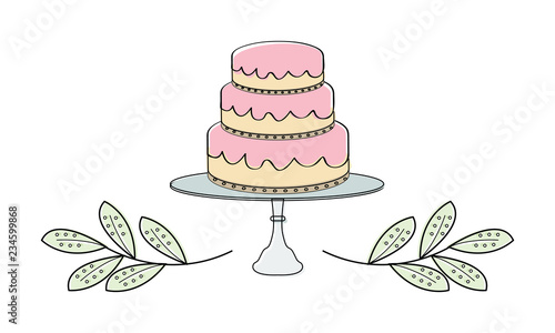 Cake Tiers with Leaf Border