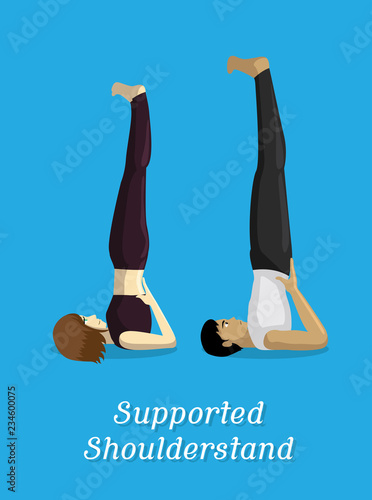 Manga Style Cartoon Yoga Supported Shoulderstand Pose