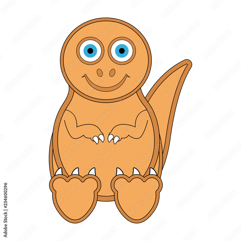 Obraz premium Cute dinosaur cartoon character. Vector illustration design