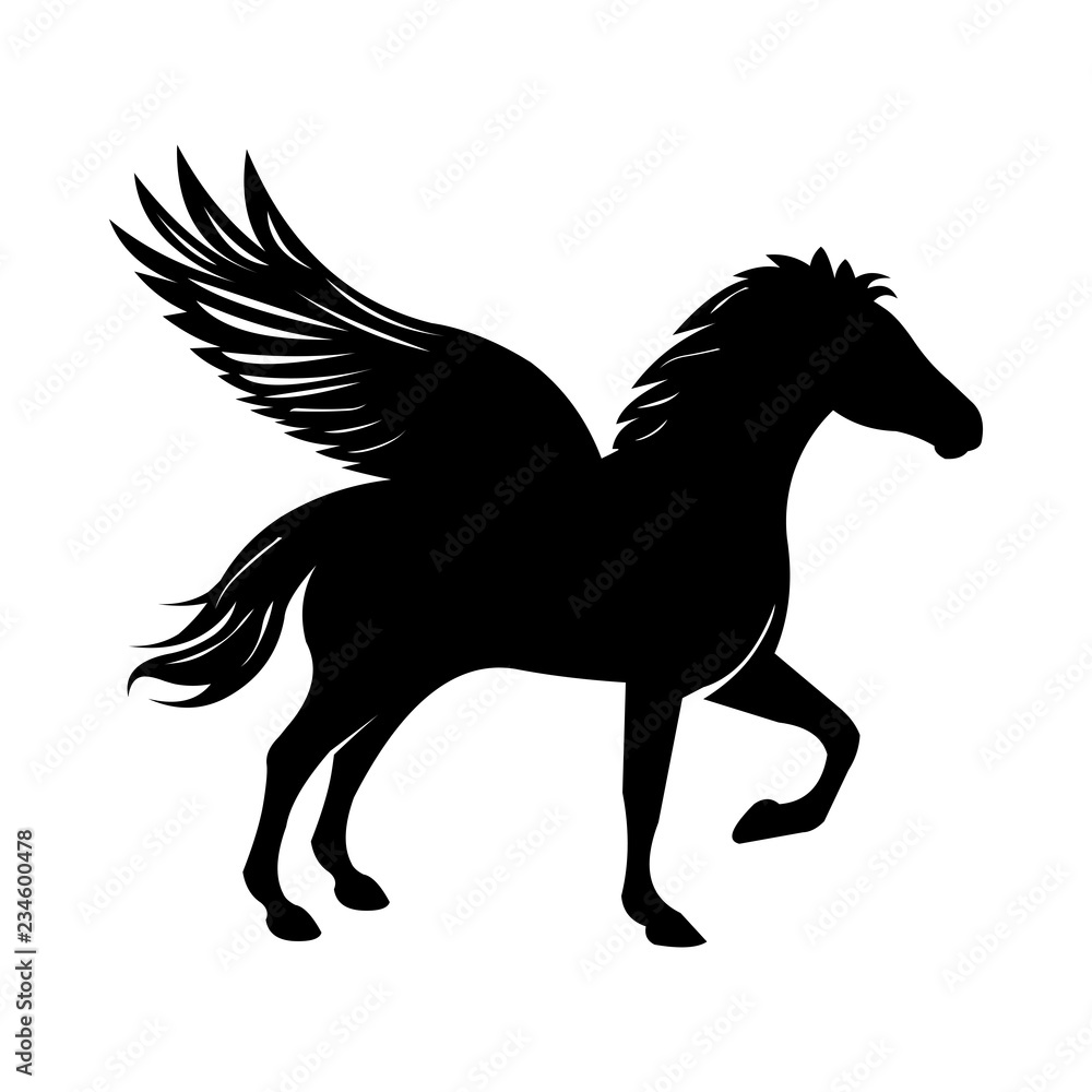 silhouette of a pegasus horse