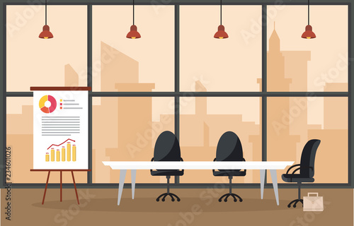 Office Workplace Conference Meeting Room Business Concept Flat