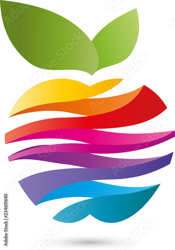 Apfel, Farbig, Maler, Logo, Icon