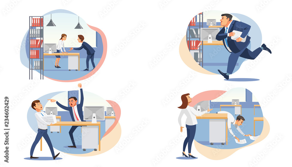 Set of stressed business people flat vectors Set of stressed business people flat vectors