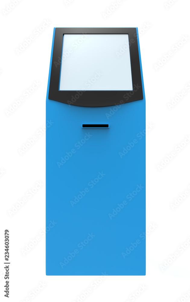 Information Kiosk, POS POI Terminal Stand on the white background. Mock Up Template. 3D illustration Information Kiosk, POS POI Terminal Stand on the white background. Mock Up Template. 3D illustration