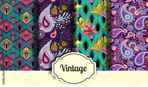 Vintage seamless patterns
