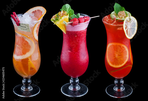 Fotografie, Obraz The original fruit cocktail on a black background
