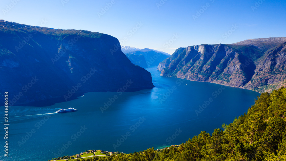 Fjord landscape Aurlandsfjord in Norway