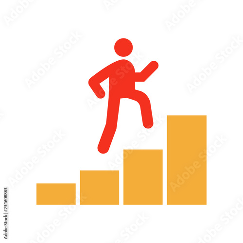 Character climbing graph. Growth, success, career climbing and other concepts. Vector trendy flat glyph icon illustration design