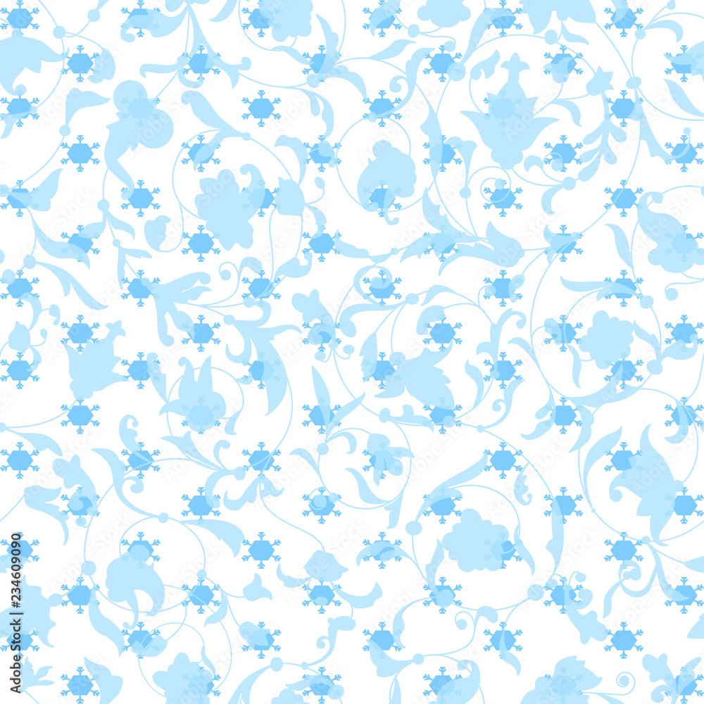 Vector seamless pattern with snowlakes. Christmas background