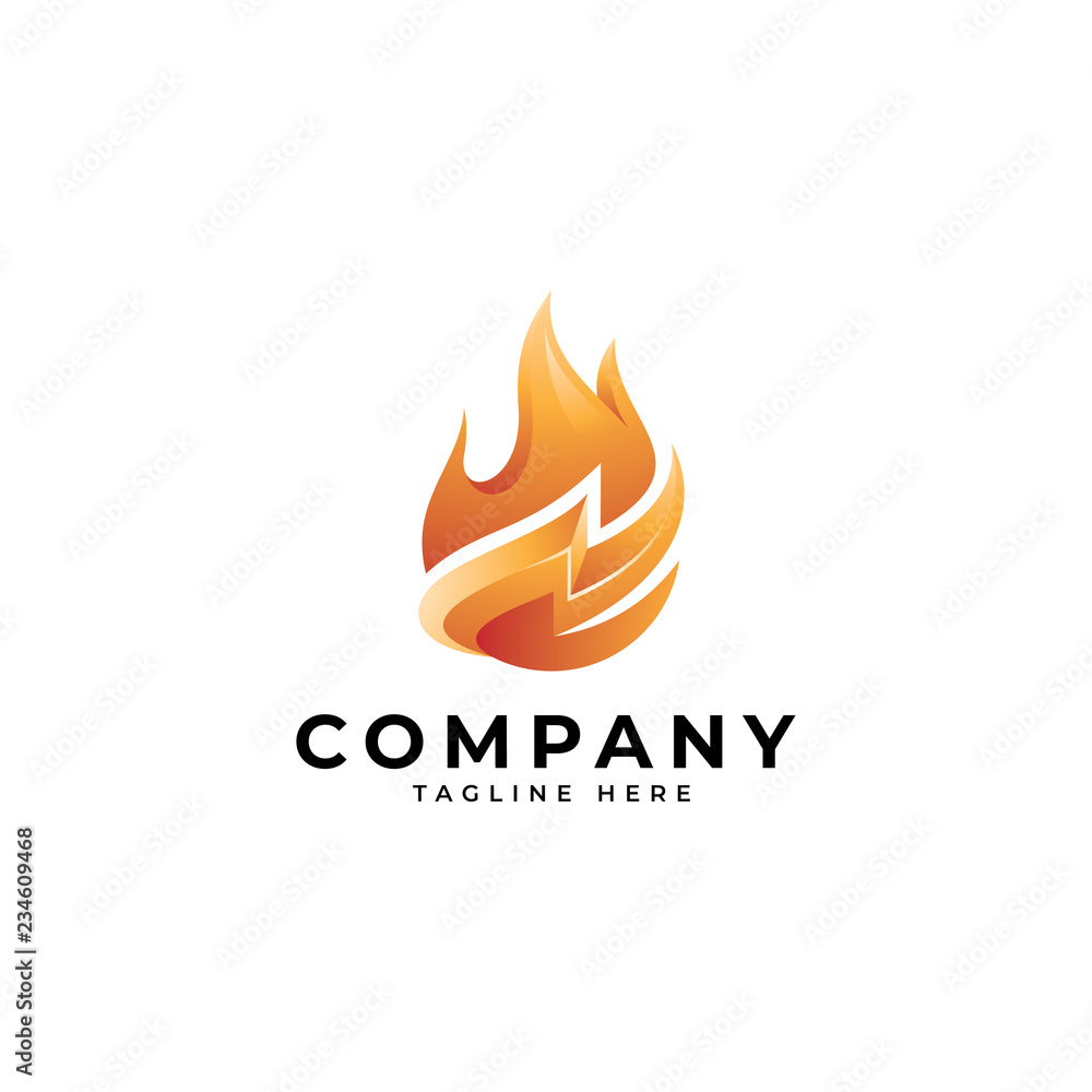 Fire energy logo, thunder lightning power and fire flame vector icon Fire energy logo, thunder lightning power and fire flame vector icon
