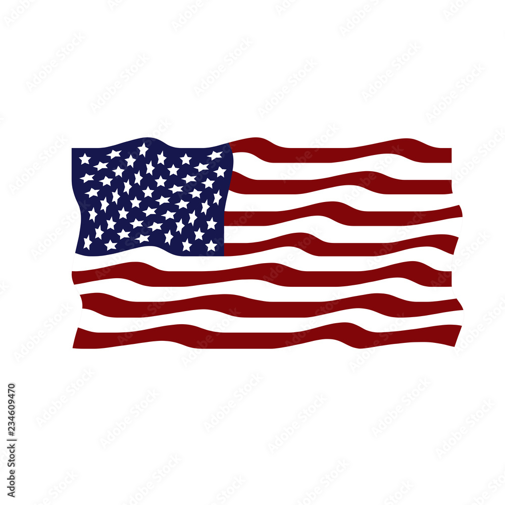Fototapeta premium Flag of the United States. Waving American flag on white background. 