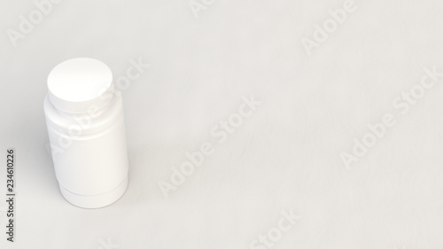 Blank white plastic bottle for pills
