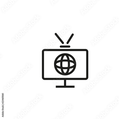 Television line icon. TV, broadcasting, social media. News concept. Vector illustration can be used for topics like TV channels, news broadcasting, social media