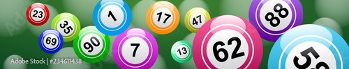Bingo lottery, header background vector design, lucky balls and numbers of lotto