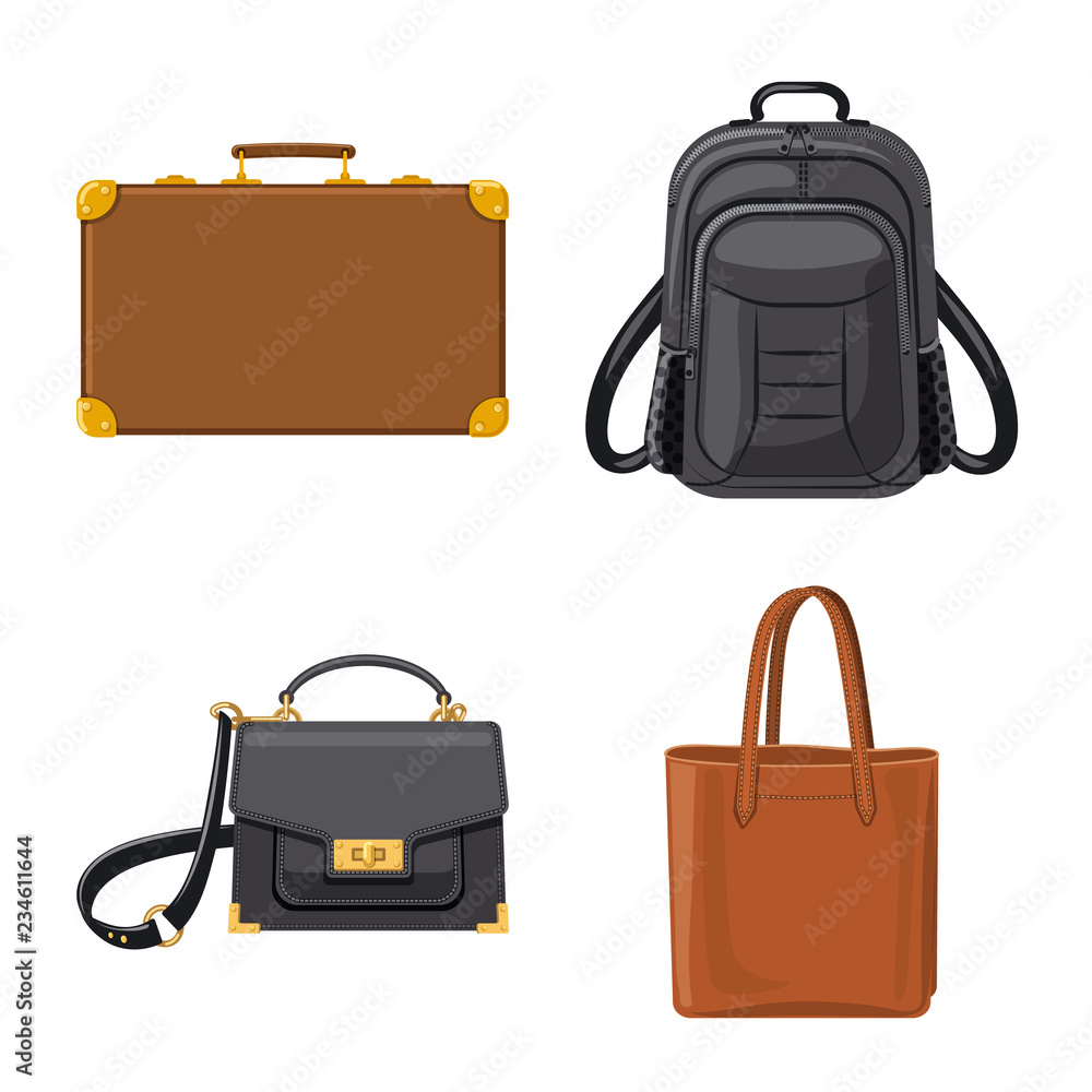 Isolated object of suitcase and baggage sign. Set of suitcase and journey stock vector illustration. Isolated object of suitcase and baggage sign. Set of suitcase and journey stock vector illustration.