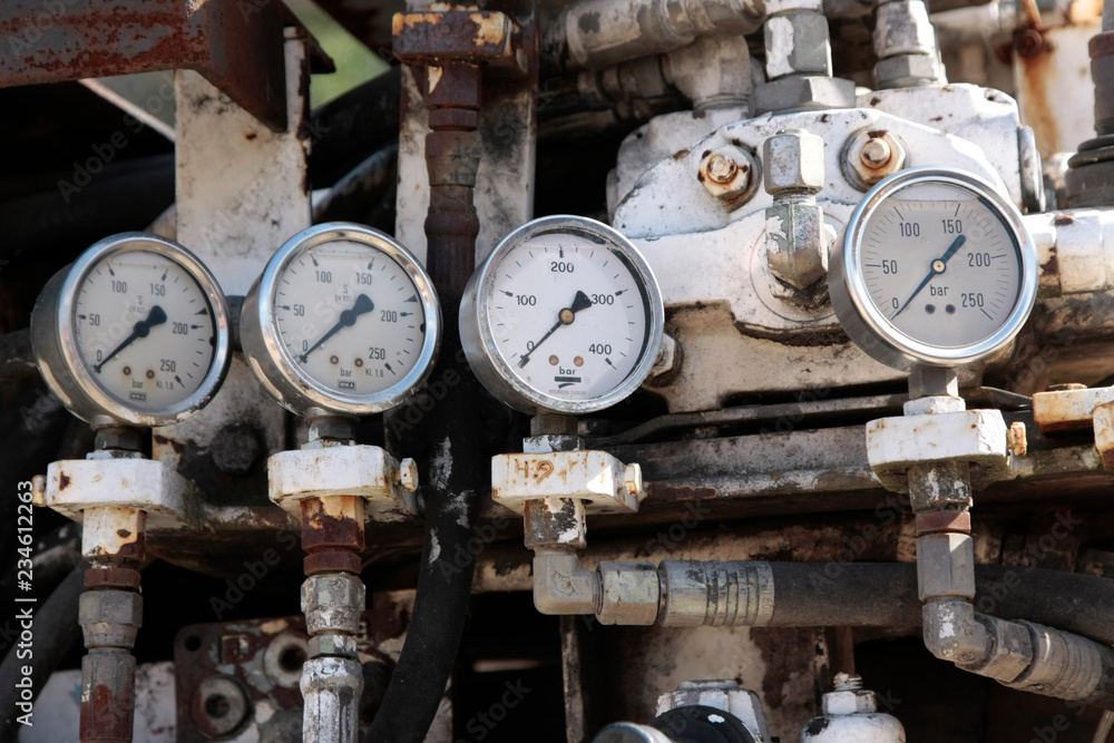 Hydraulic manometers in abandoned coal mine. Hydraulic manometers in abandoned coal mine.