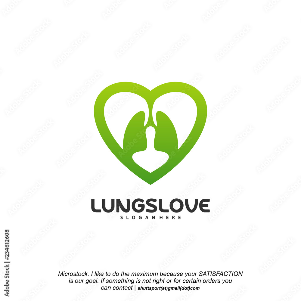 Lungs Love logo designs vector, Lungs Care designs template logo Lungs Love logo designs vector, Lungs Care designs template logo