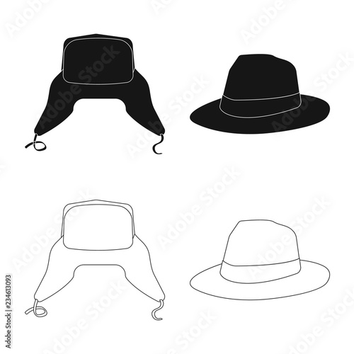 Vector design of headgear and cap icon. Set of headgear and accessory stock vector illustration.