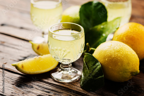 Italian typical digestive limoncello photo
