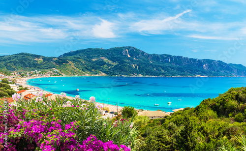 Amazing view at Agios Georgios Pagon beach in Corfu island, Greece