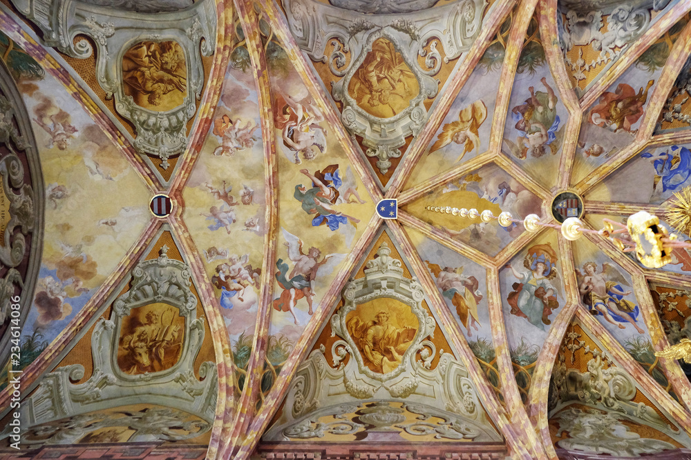 Ceiling fresco in the church of Immaculate Conception in Lepoglava, Croatia 