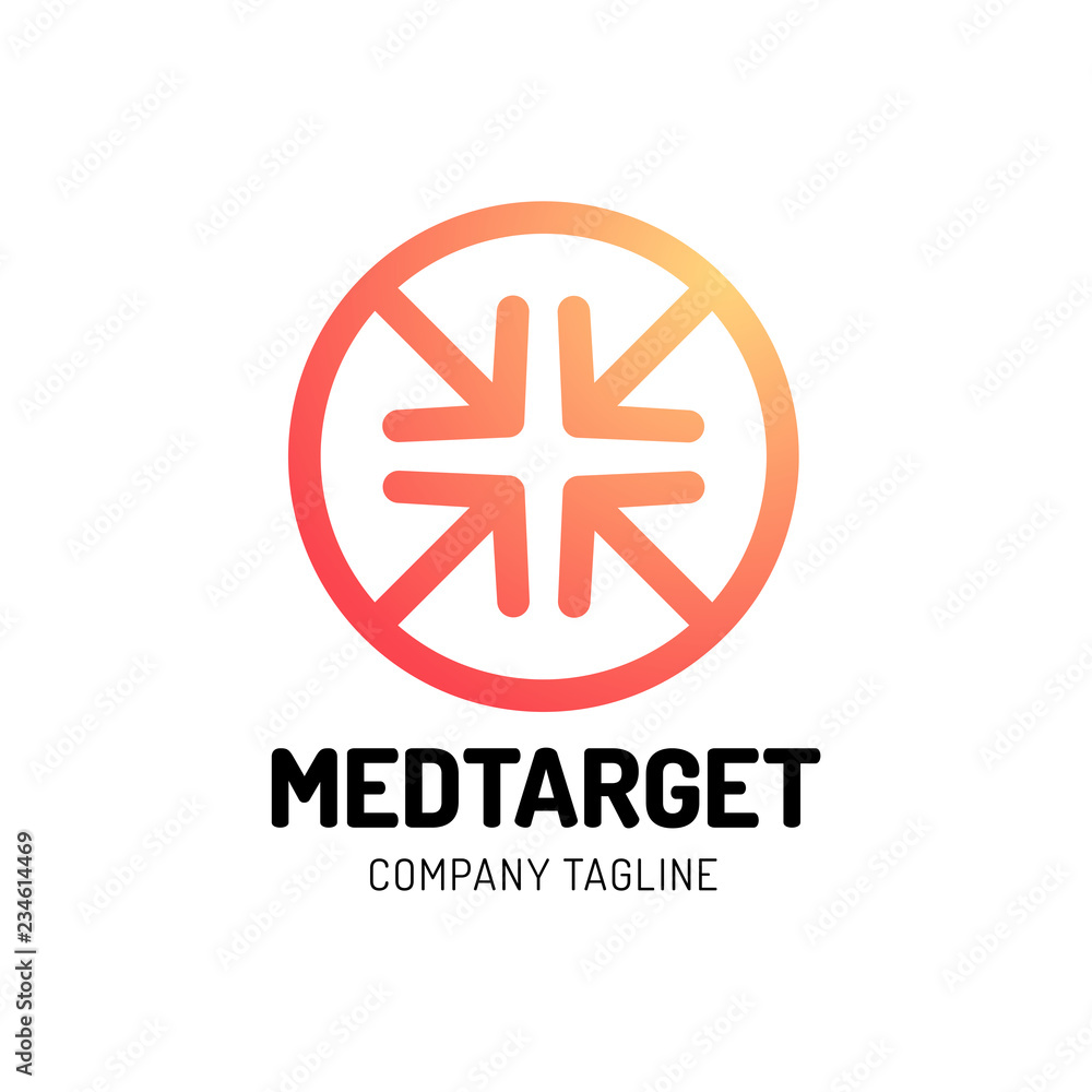 Medical Cross Target Icon Logo Design with four arrow Medical Cross Target Icon Logo Design with four arrow